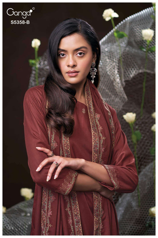 Ganga Fashion Kiora 5358 Pure Wool Pashmina Dress Material