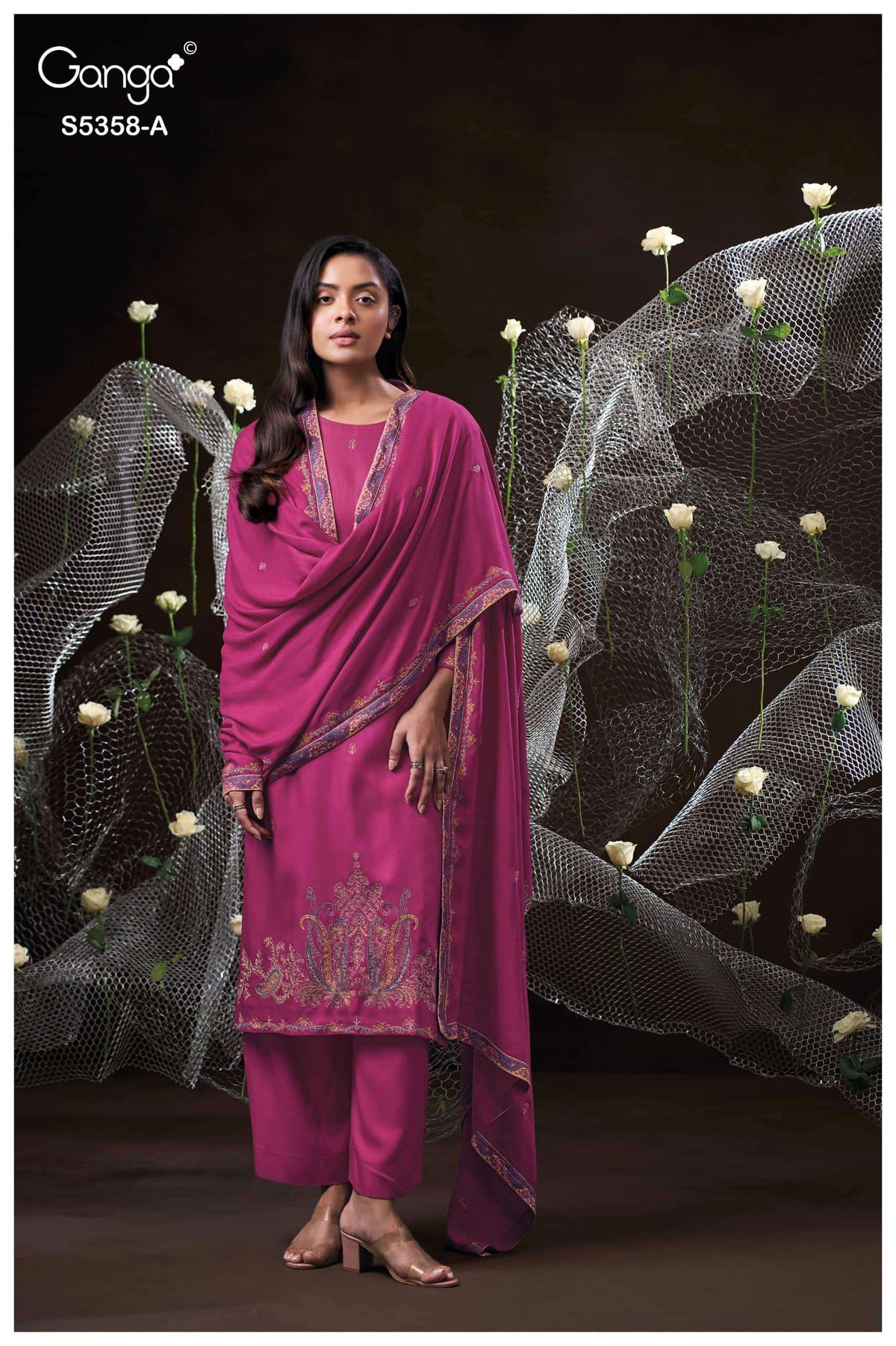 Ganga Fashion Kiora 5358 Pure Wool Pashmina Dress Material