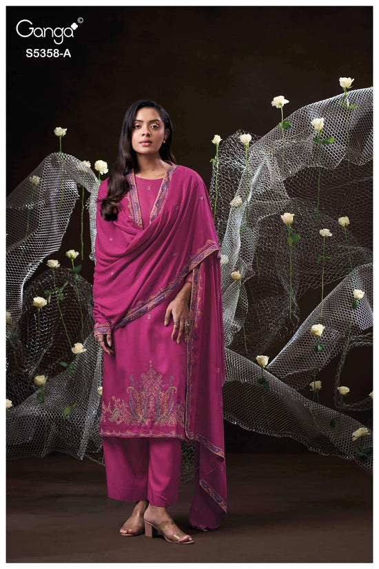 Ganga Fashion Kiora 5358 Pure Wool Pashmina Dress Material