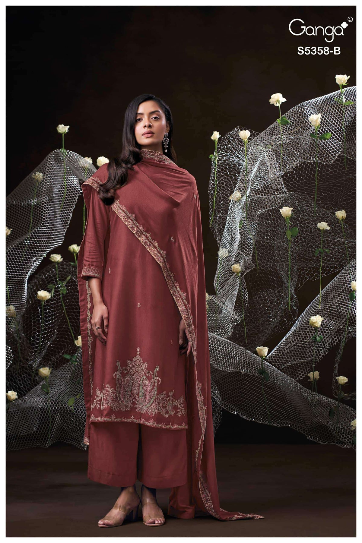 Ganga Fashion Kiora 5358 Pure Wool Pashmina Dress Material