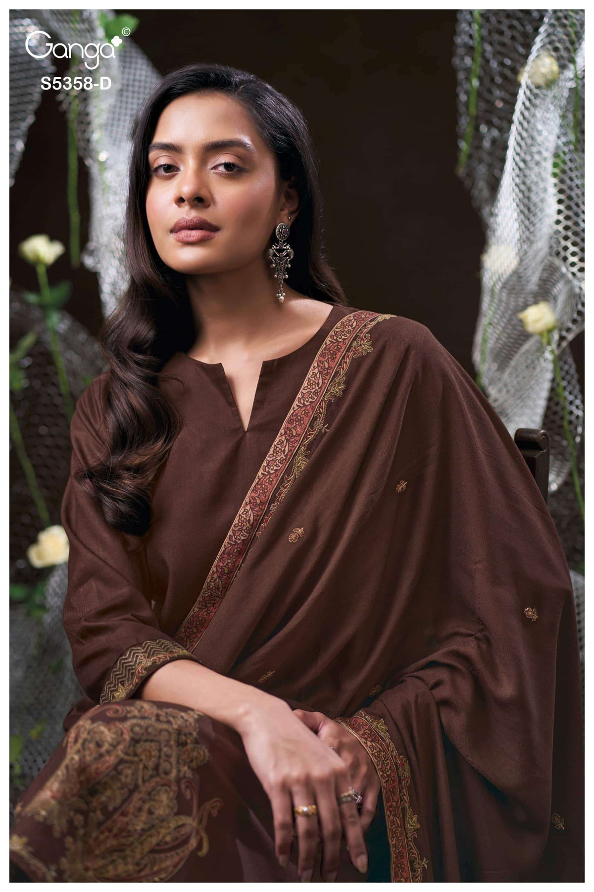 Ganga Fashion Kiora 5358 Pure Wool Pashmina Dress Material
