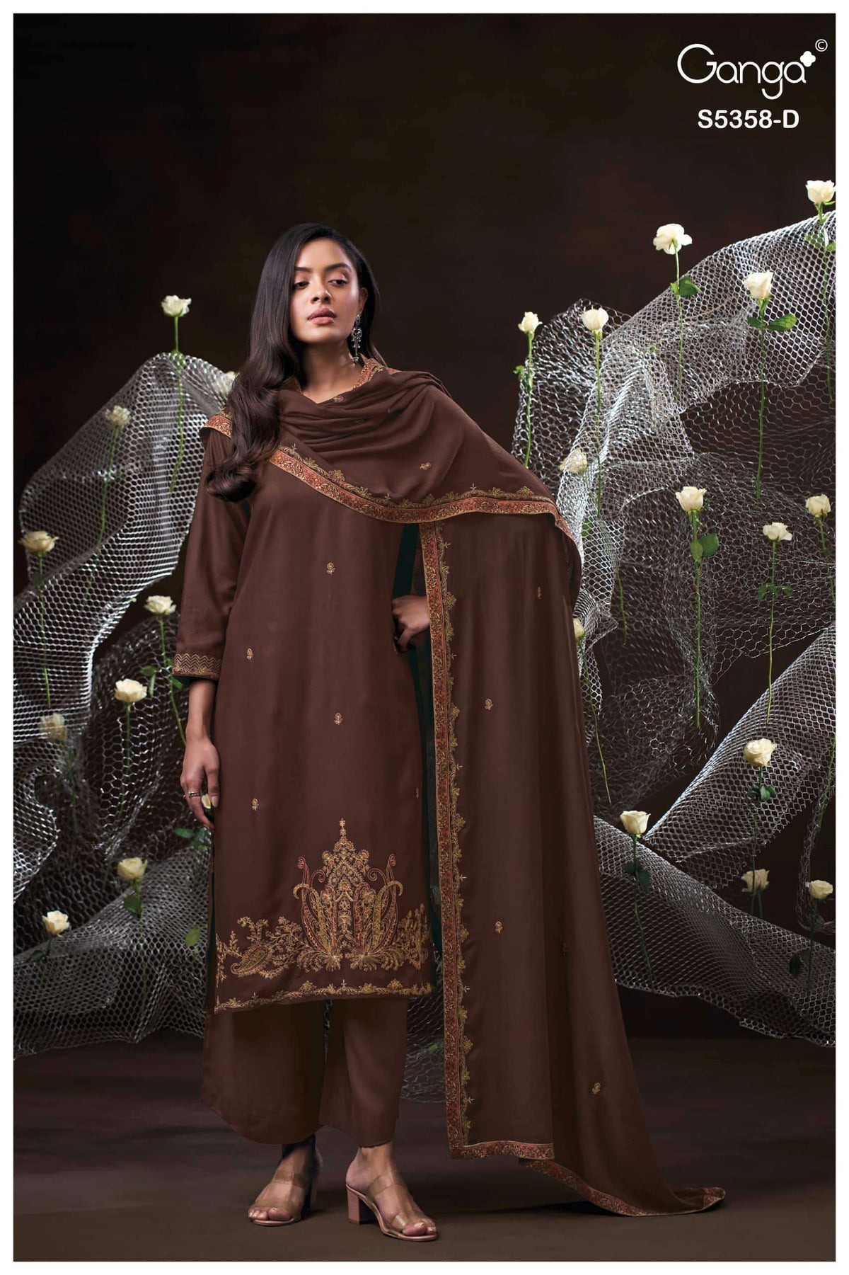 Ganga Fashion Kiora 5358 Pure Wool Pashmina Dress Material