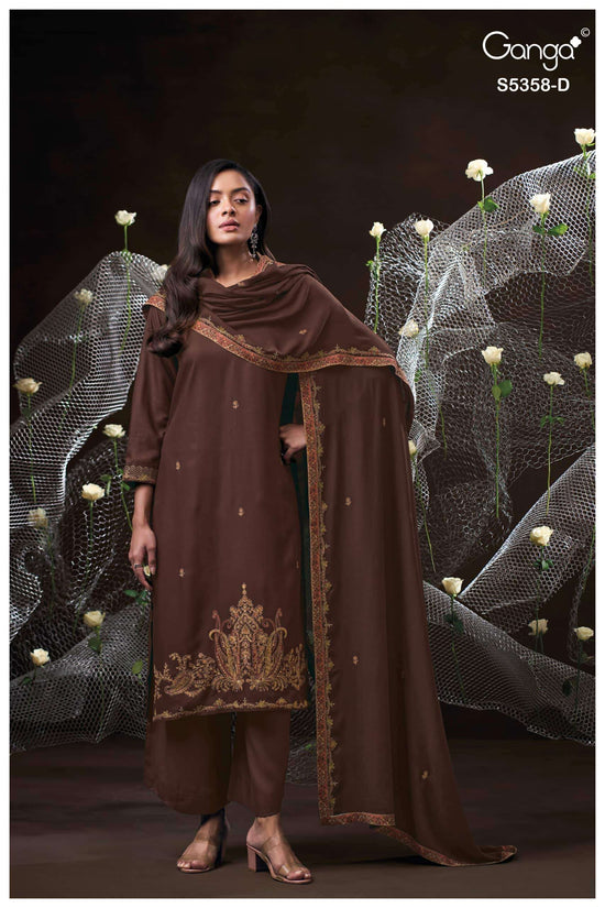 Ganga Fashion Kiora 5358 Pure Wool Pashmina Dress Material