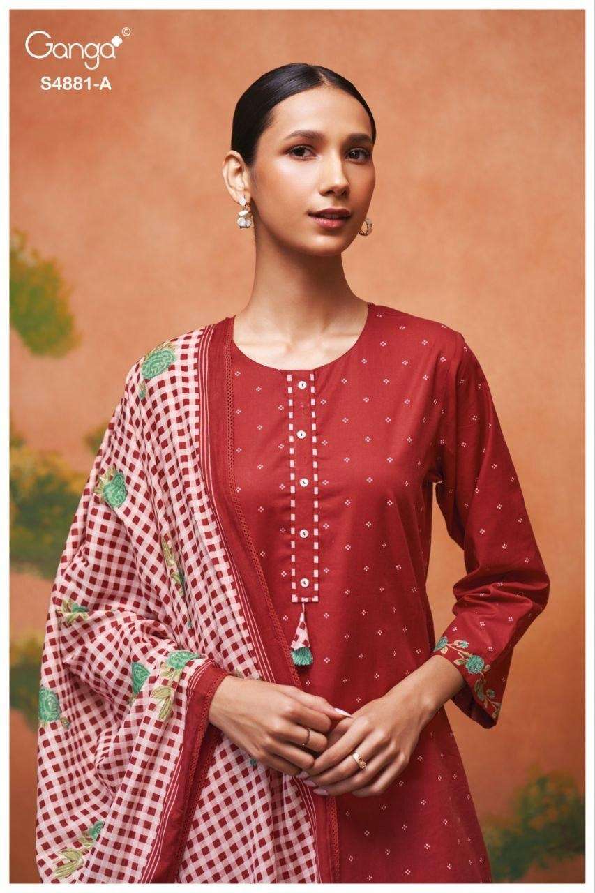 Ganga Fashion Kivika 4881 Premium Cotton Handwork Dress Material