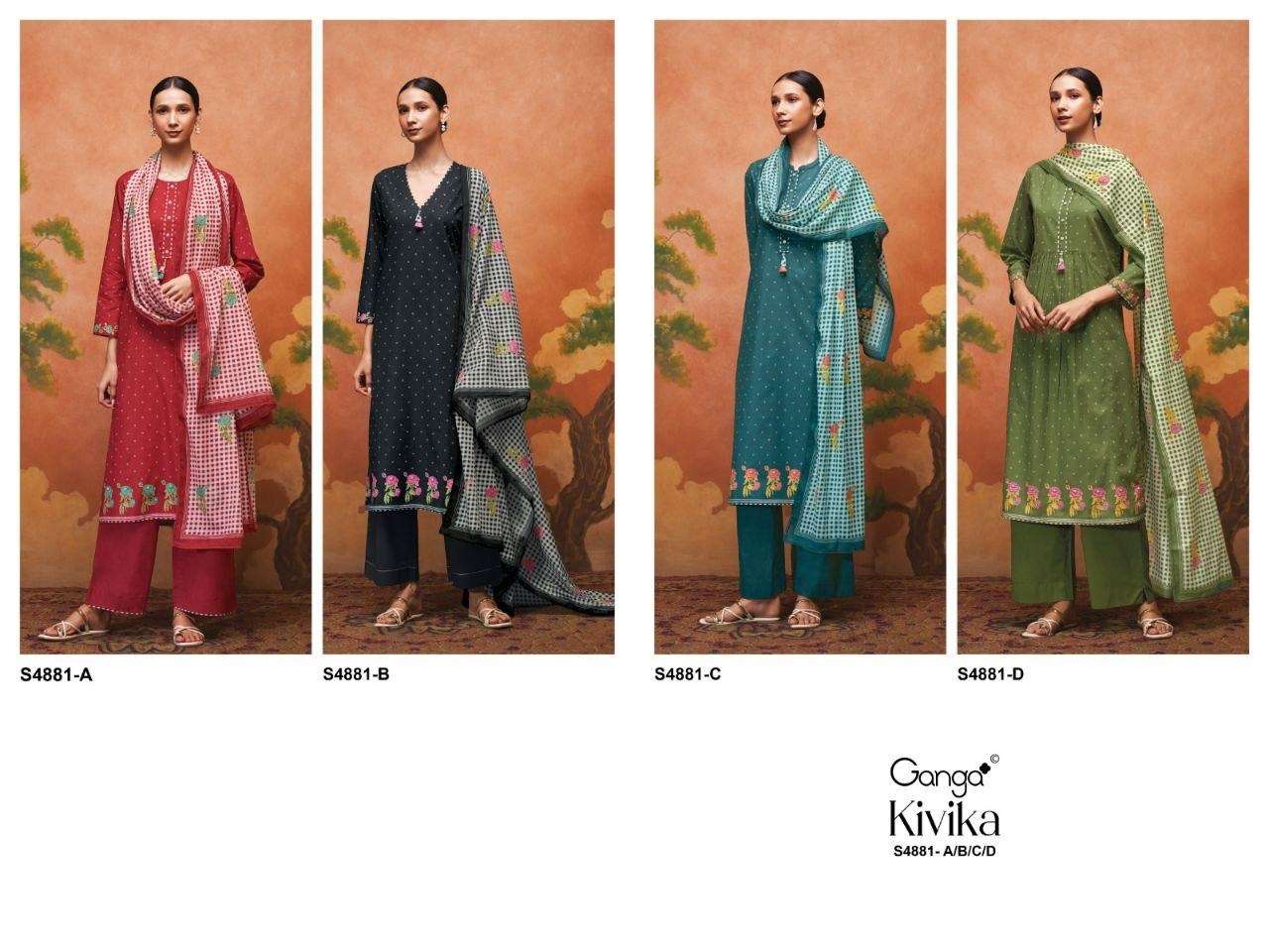 Ganga Fashion Kivika 4881 Premium Cotton Handwork Dress Material