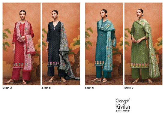 Ganga Fashion Kivika 4881 Premium Cotton Handwork Dress Material