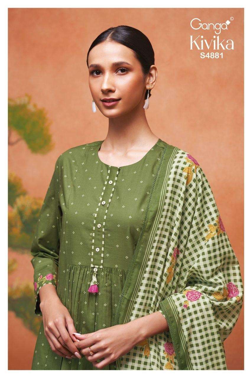 Ganga Fashion Kivika 4881 Premium Cotton Handwork Dress Material