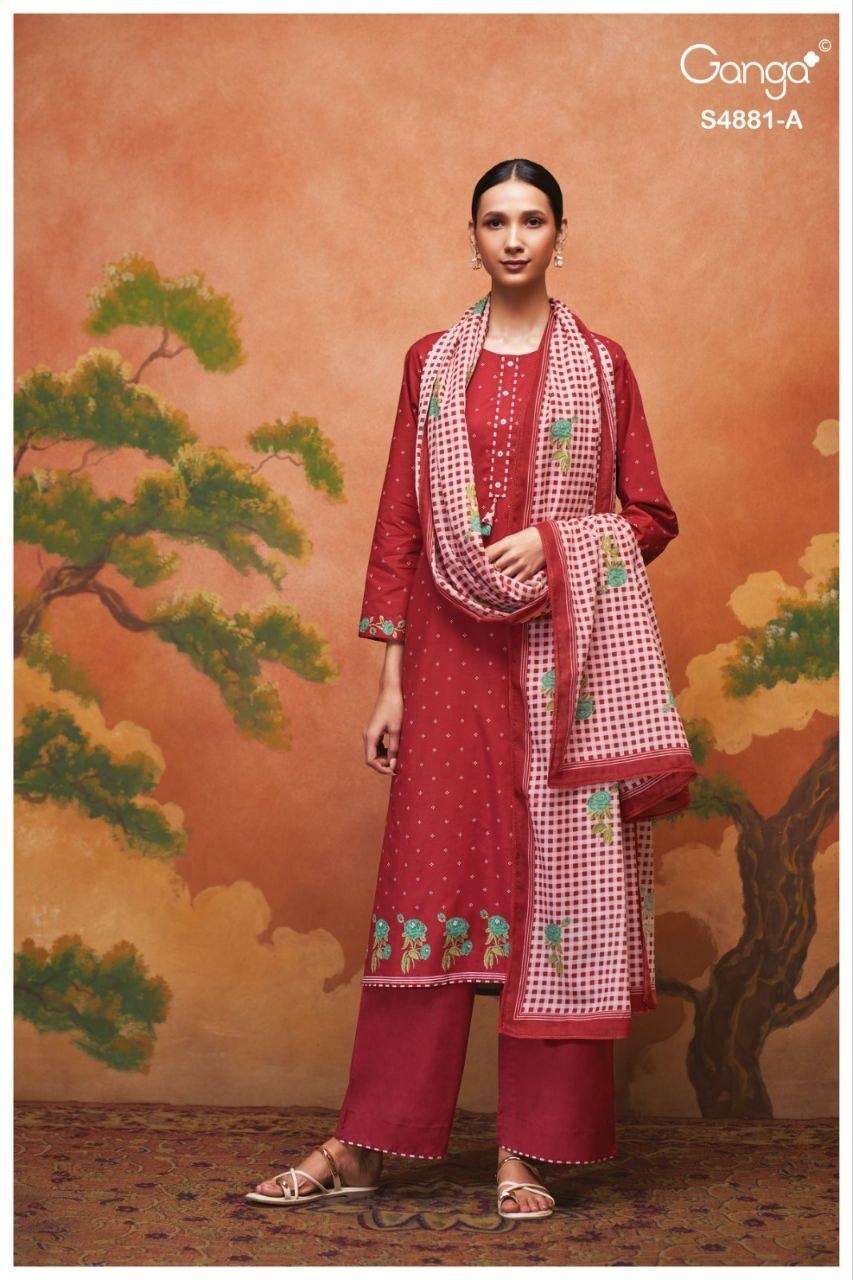 Ganga Fashion Kivika 4881 Premium Cotton Handwork Dress Material