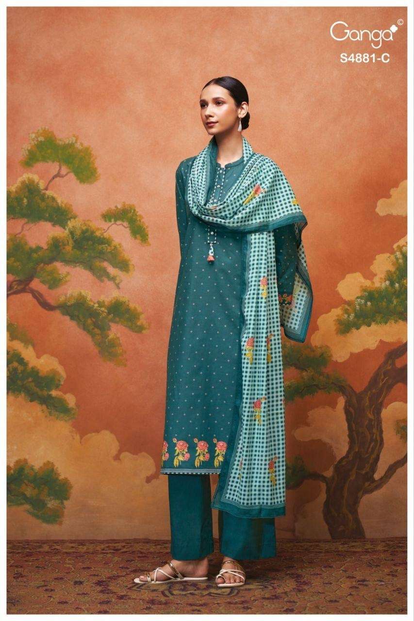 Ganga Fashion Kivika 4881 Premium Cotton Handwork Dress Material