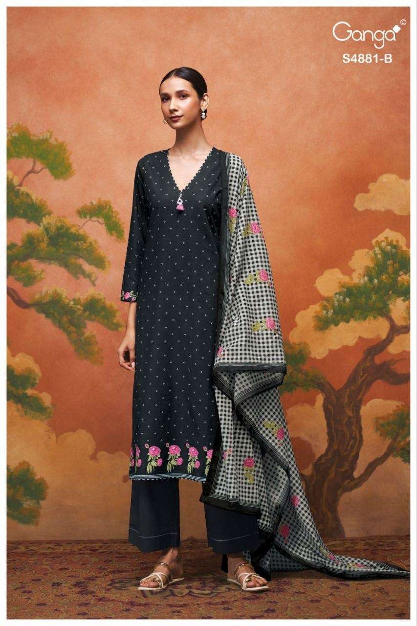 Ganga Fashion Kivika 4881 Premium Cotton Handwork Dress Material