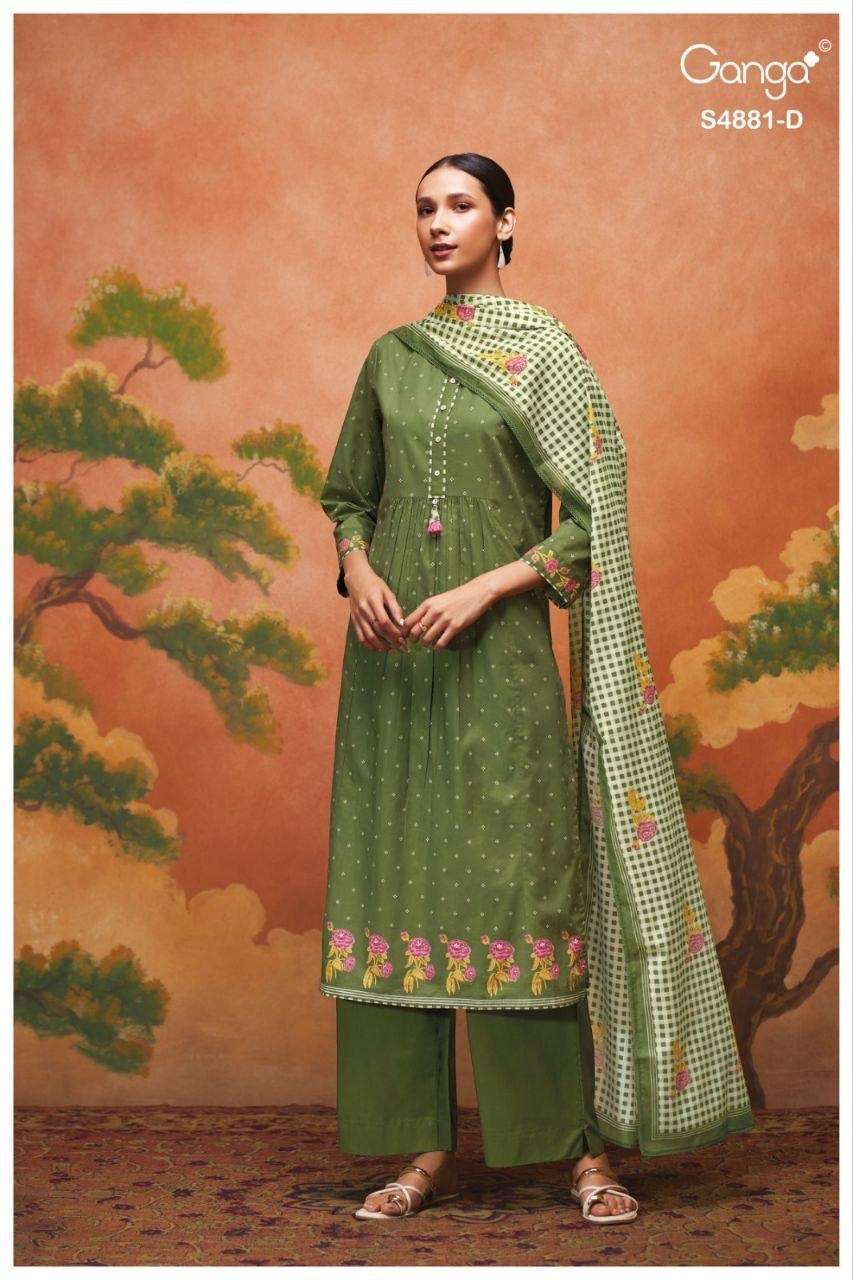 Ganga Fashion Kivika 4881 Premium Cotton Handwork Dress Material