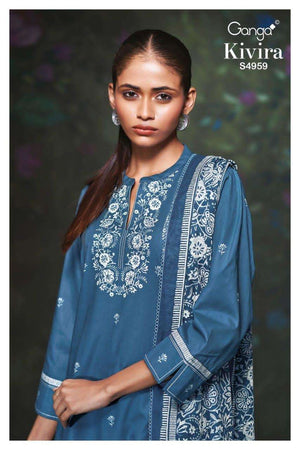 Ganga Fashion Kivira 4959 Cotton Embroidered Dress Material