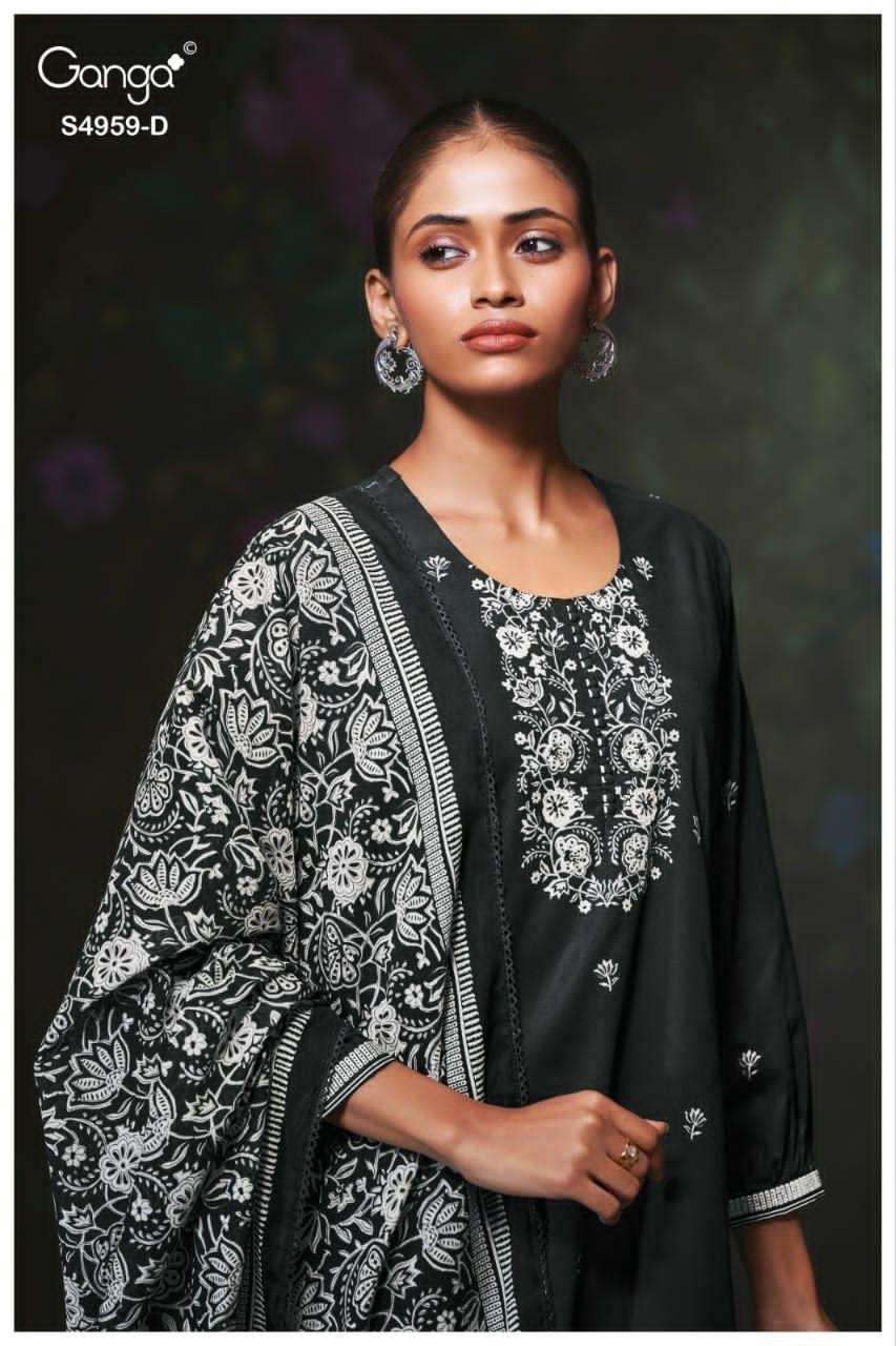 Ganga Fashion Kivira 4959 Cotton Embroidered Dress Material