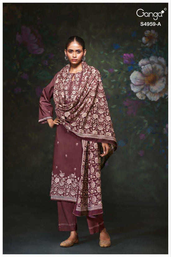 Ganga Fashion Kivira 4959 Cotton Embroidered Dress Material