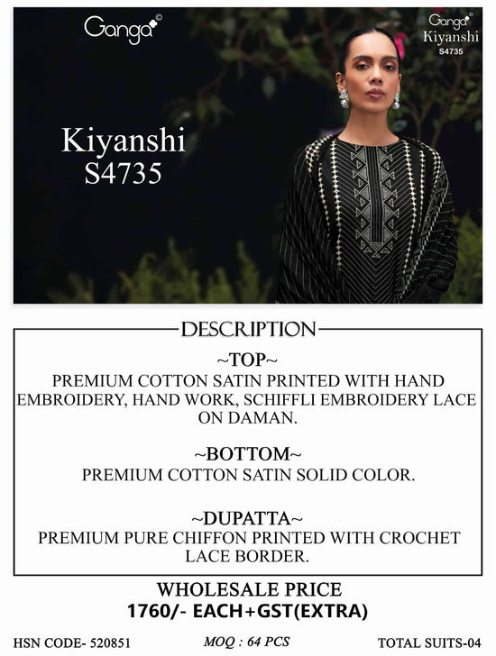 Ganga Fashion Kiyanshi 4735 Premium Cotton Satin Dress Material