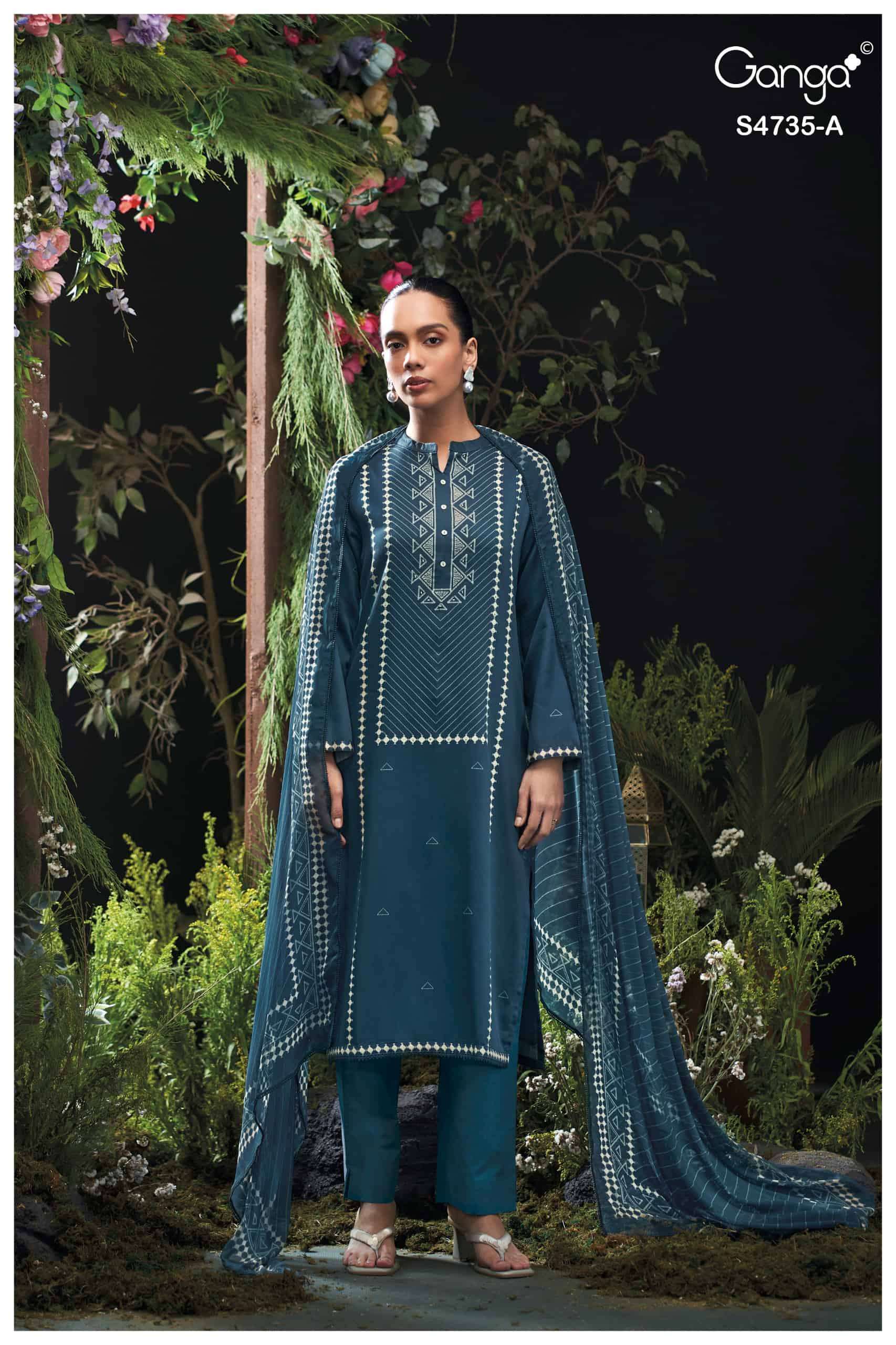 Ganga Fashion Kiyanshi 4735 Premium Cotton Satin Dress Material