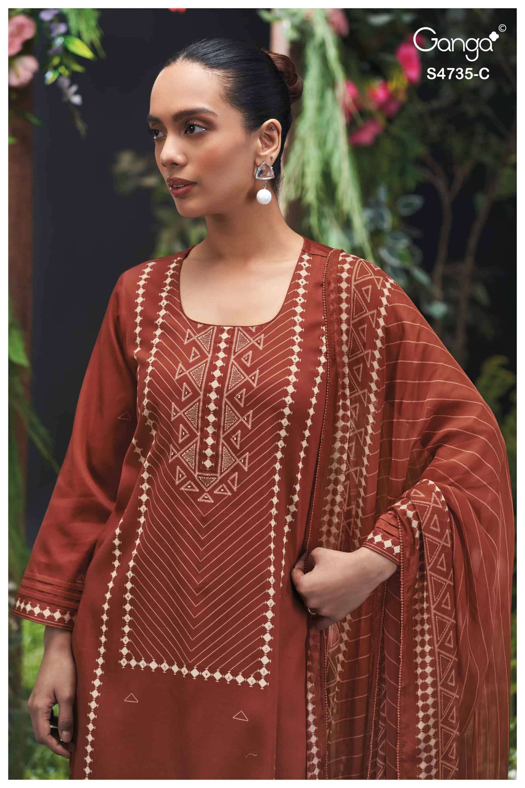 Ganga Fashion Kiyanshi 4735 Premium Cotton Satin Dress Material