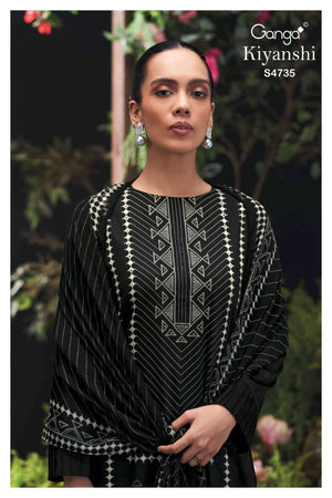 Ganga Fashion Kiyanshi 4735 Premium Cotton Satin Dress Material - Amrah Wholesale