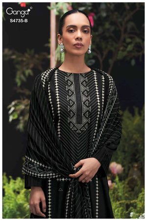 Ganga Fashion Kiyanshi 4735 Premium Cotton Satin Dress Material - Amrah Wholesale