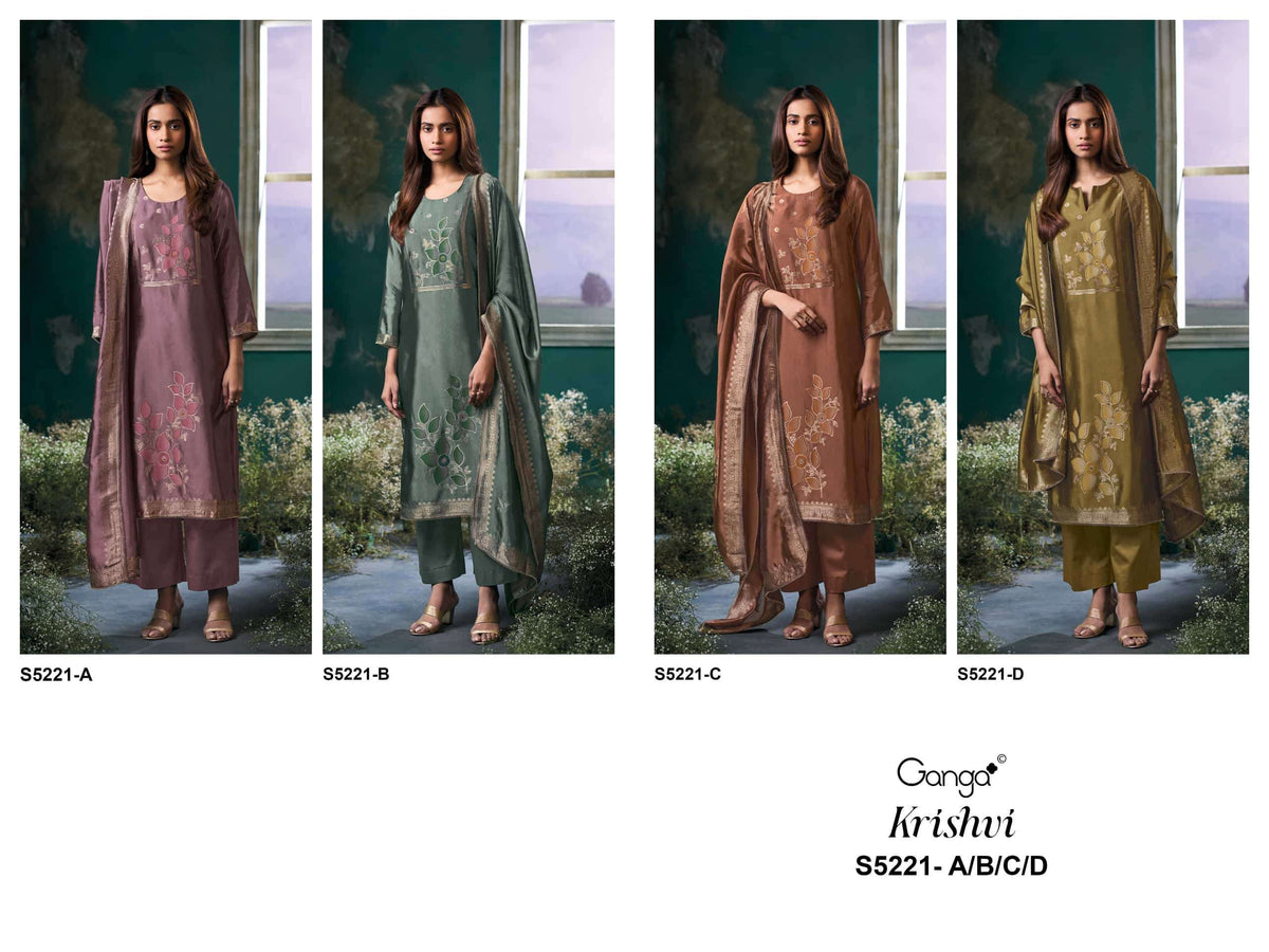 Ganga Fashion Krishvi 5221 Woven Silk Jacquard Designer Dress Material