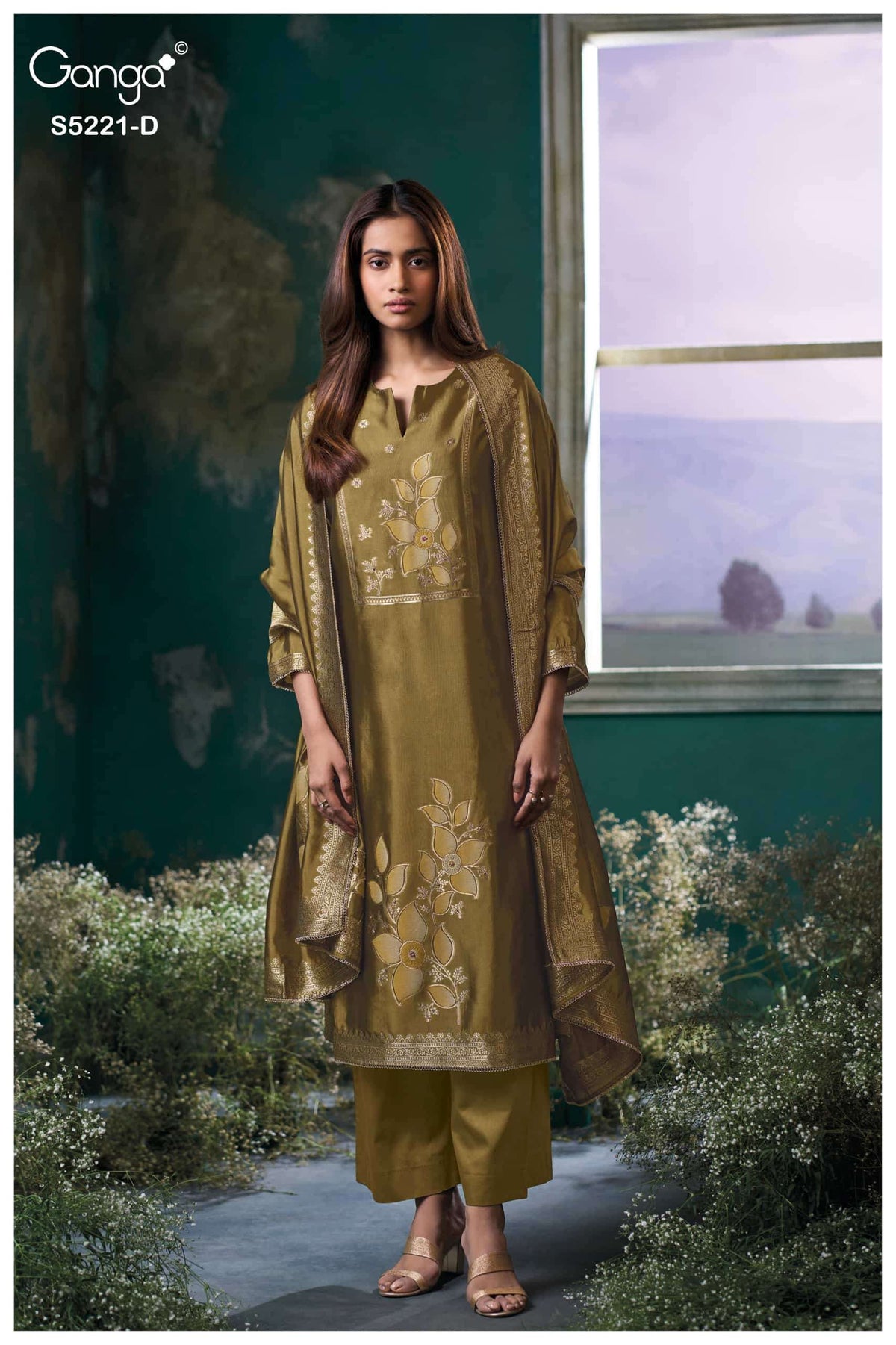 Ganga Fashion Krishvi 5221 Woven Silk Jacquard Designer Dress Material