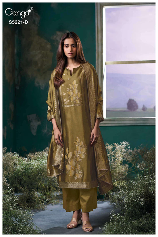 Ganga Fashion Krishvi 5221 Woven Silk Jacquard Designer Dress Material