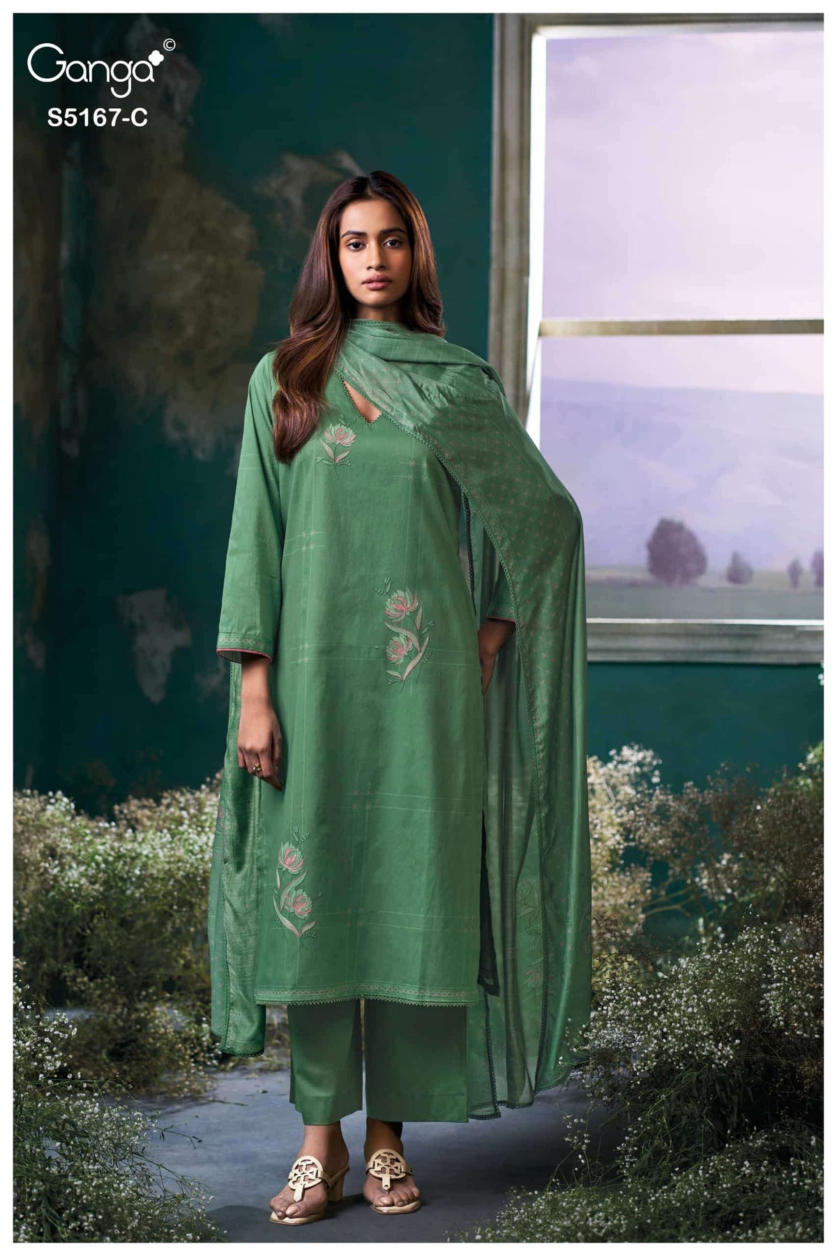 Ganga Fashion Dhiya 5167 Corduroy Embroidered Fancy Dress Material