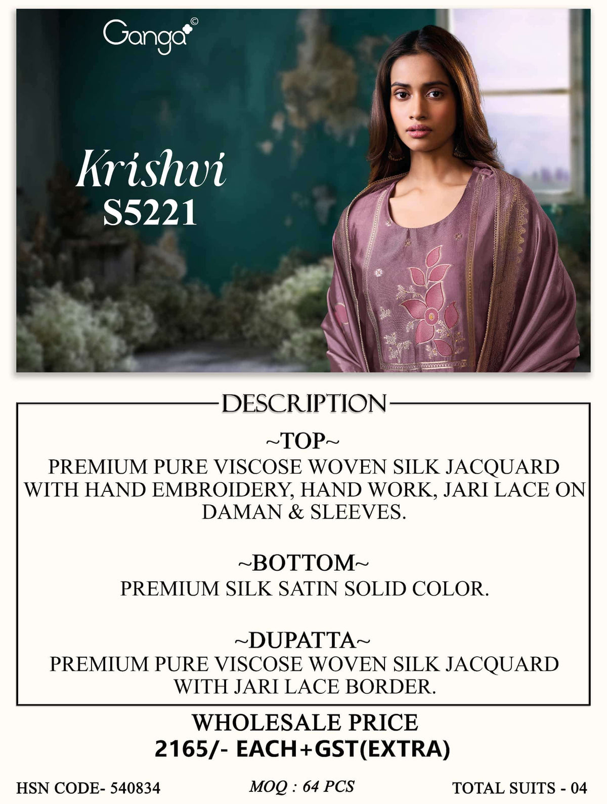 Ganga Fashion Krishvi 5221 Woven Silk Jacquard Designer Dress Material