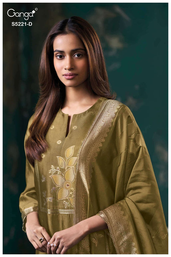 Ganga Fashion Krishvi 5221 Woven Silk Jacquard Designer Dress Material - Amrah Wholesale