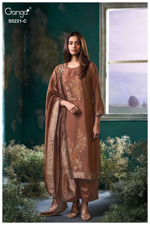Ganga Fashion Krishvi 5221 Woven Silk Jacquard Designer Dress Material - Amrah Wholesale