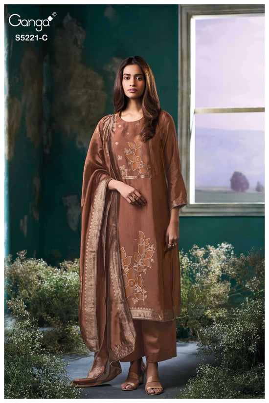 Ganga Fashion Krishvi 5221 Woven Silk Jacquard Designer Dress Material - Amrah Wholesale