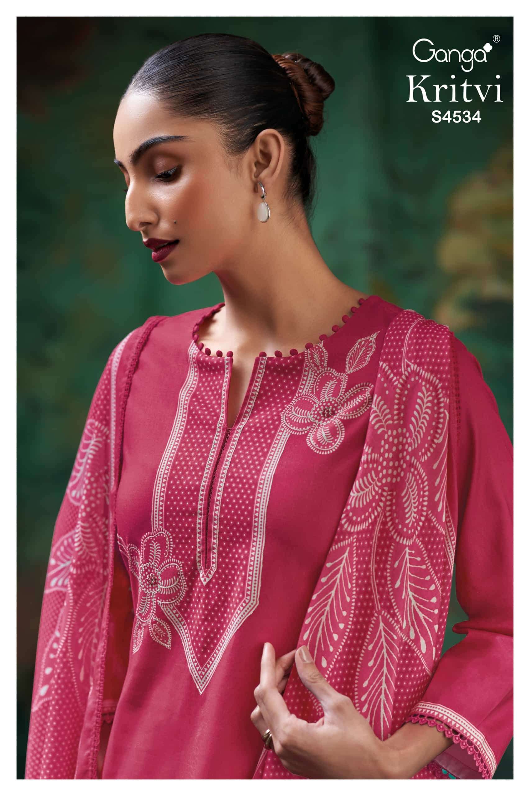 Ganga Fashion Kritvi 4534 Cotton Printed Dress Material Wholesale - Amrah Wholesale