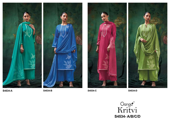 Ganga Fashion Kritvi 4534 Cotton Printed Dress Material Wholesale - Amrah Wholesale