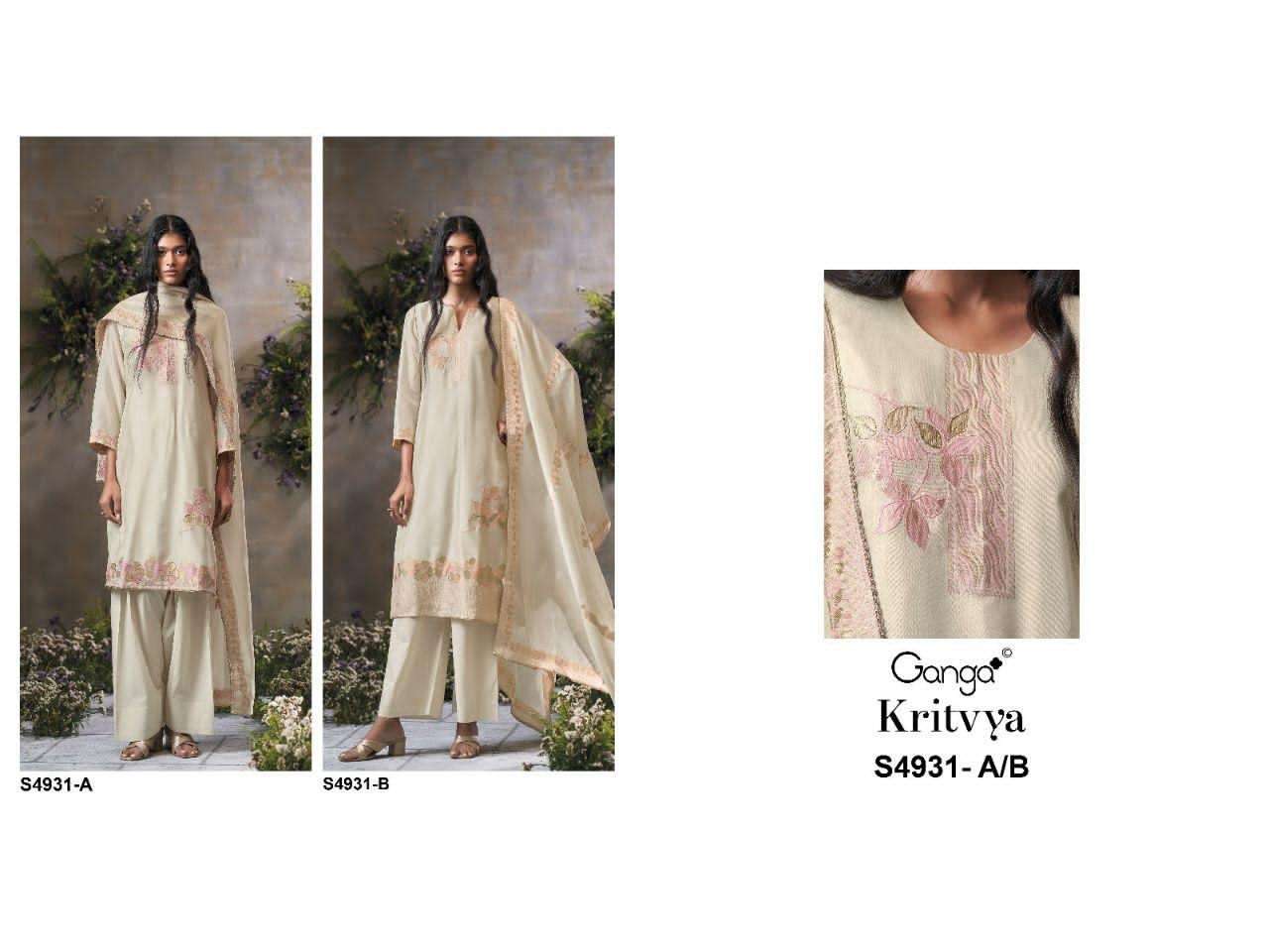 Ganga Fashion Kritvya 4931 Pure Viscose Woven Silk Designer Dress Material - Amrah Wholesale