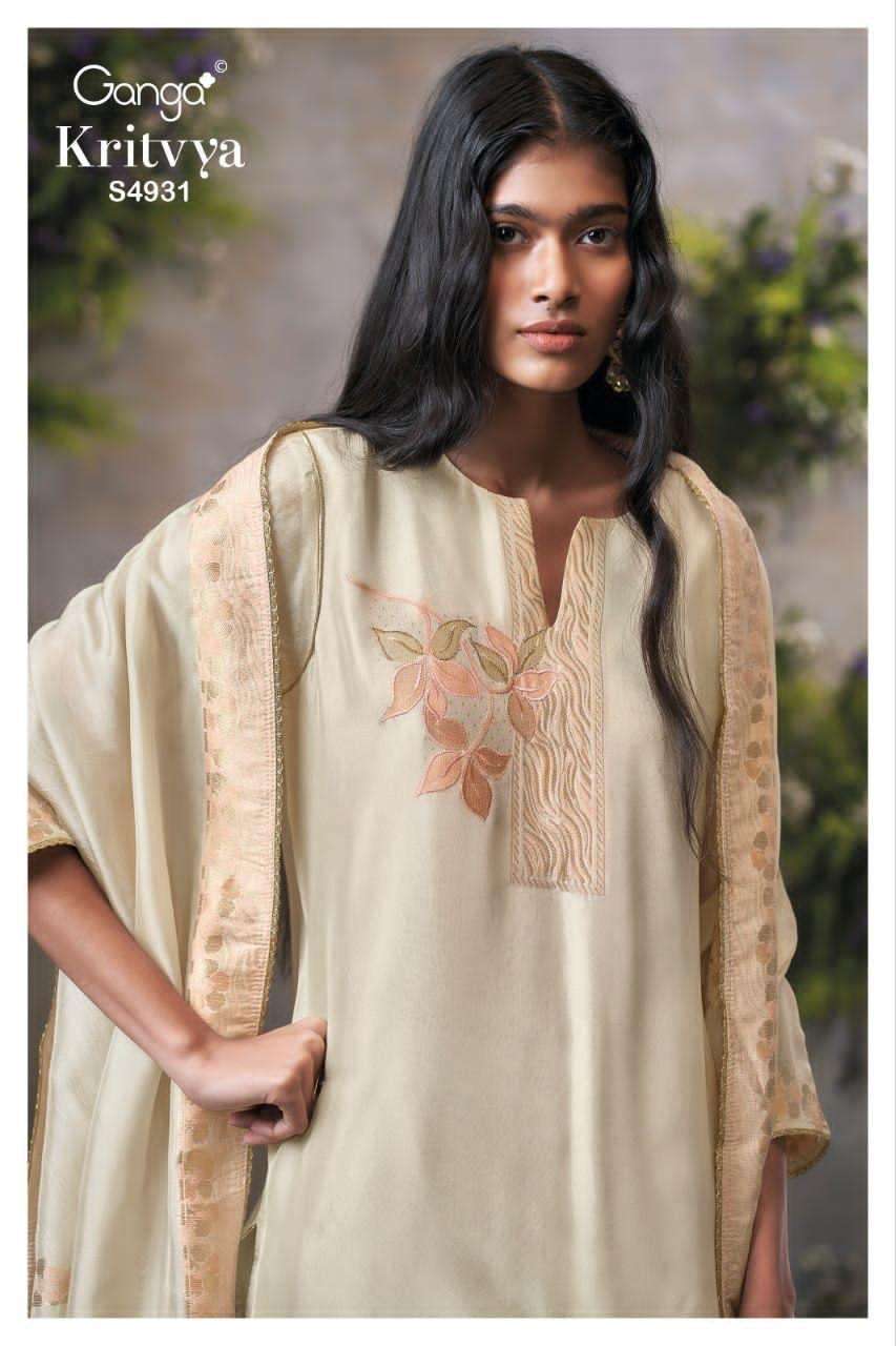 Ganga Fashion Kritvya 4931 Pure Viscose Woven Silk Designer Dress Material - Amrah Wholesale
