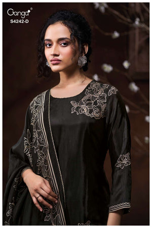 Ganga Fashion Kynaa 4242 Premium Habutai Silk Dress Material