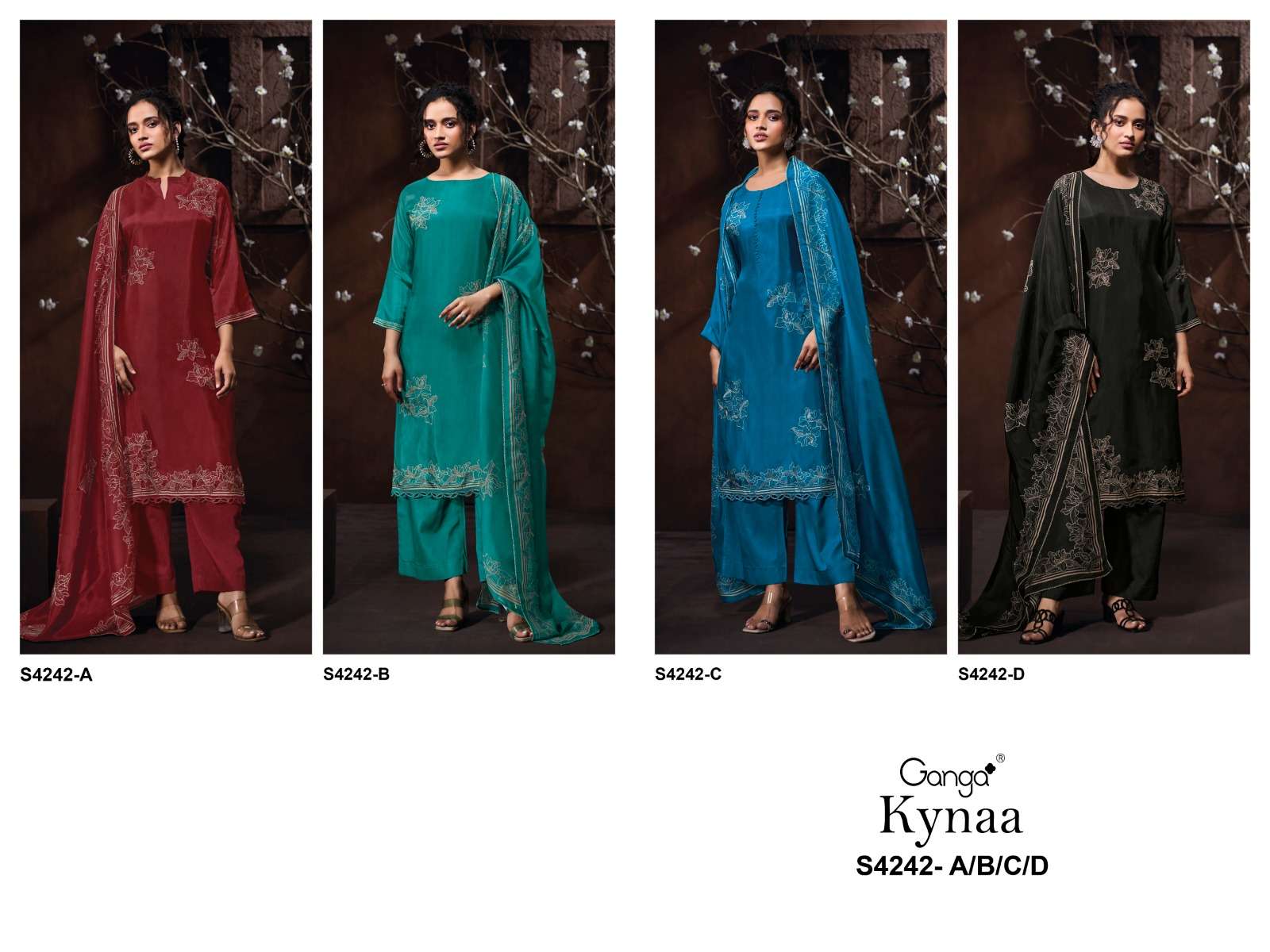 Ganga Fashion Kynaa 4242 Premium Habutai Silk Dress Material