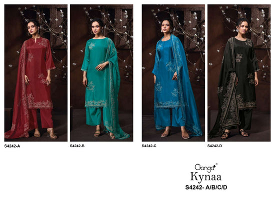 Ganga Fashion Kynaa 4242 Premium Habutai Silk Dress Material