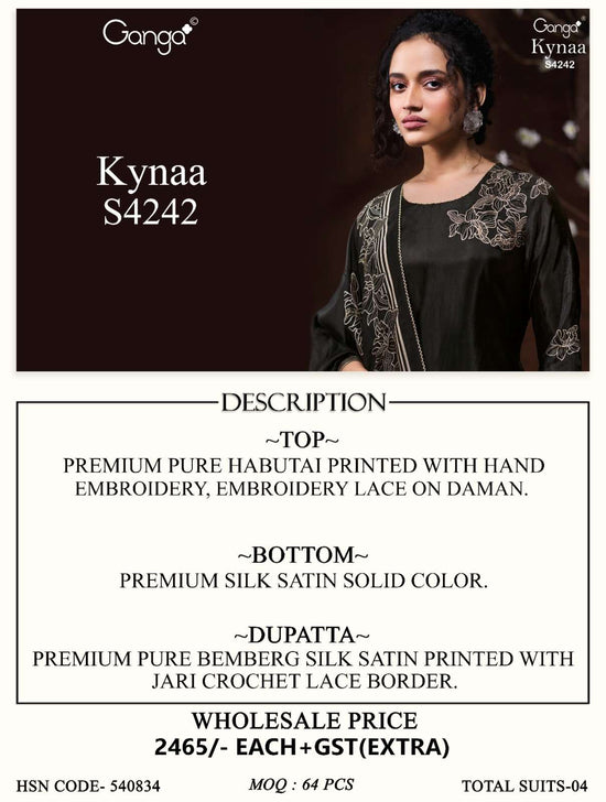 Ganga Fashion Kynaa 4242 Premium Habutai Silk Dress Material
