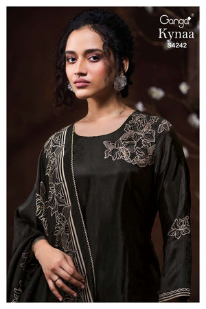 Ganga Fashion Kynaa 4242 Premium Habutai Silk Dress Material