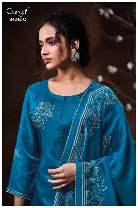 Ganga Fashion Kynaa 4242 Premium Habutai Silk Dress Material