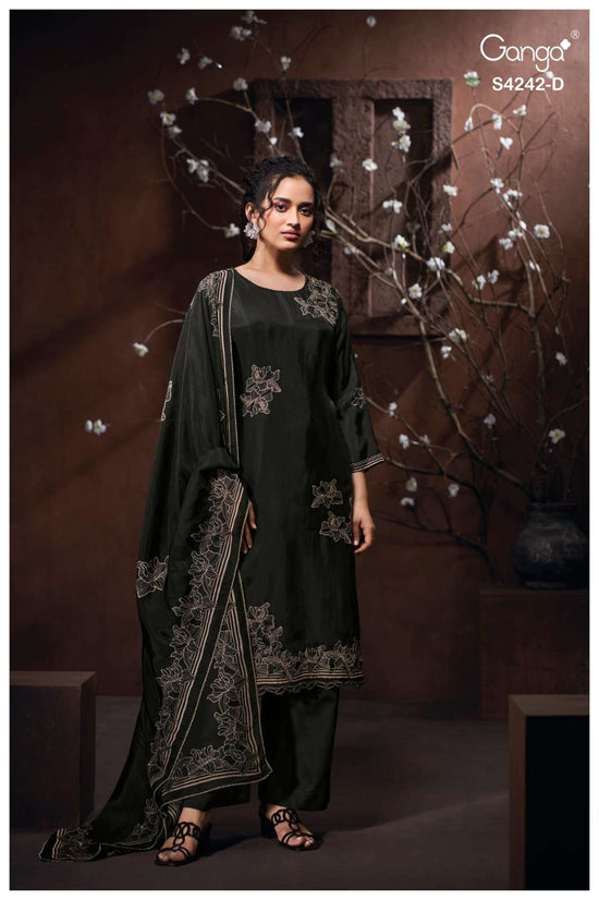 Ganga Fashion Kynaa 4242 Premium Habutai Silk Dress Material