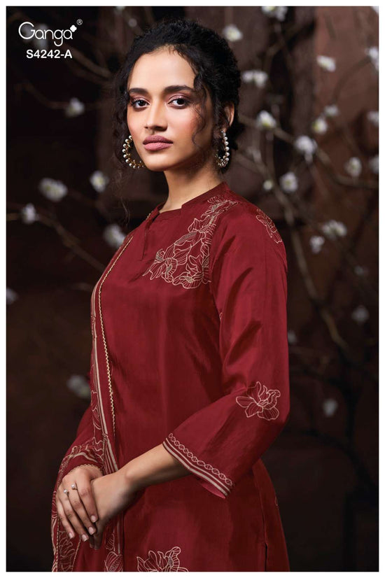 Ganga Fashion Kynaa 4242 Premium Habutai Silk Dress Material