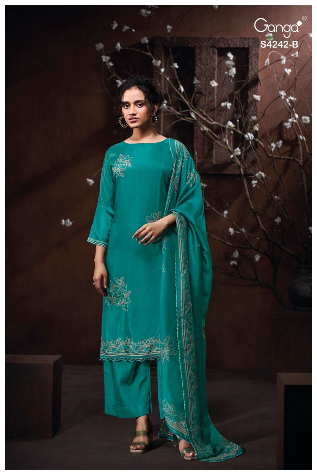 Ganga Fashion Kynaa 4242 Premium Habutai Silk Dress Material