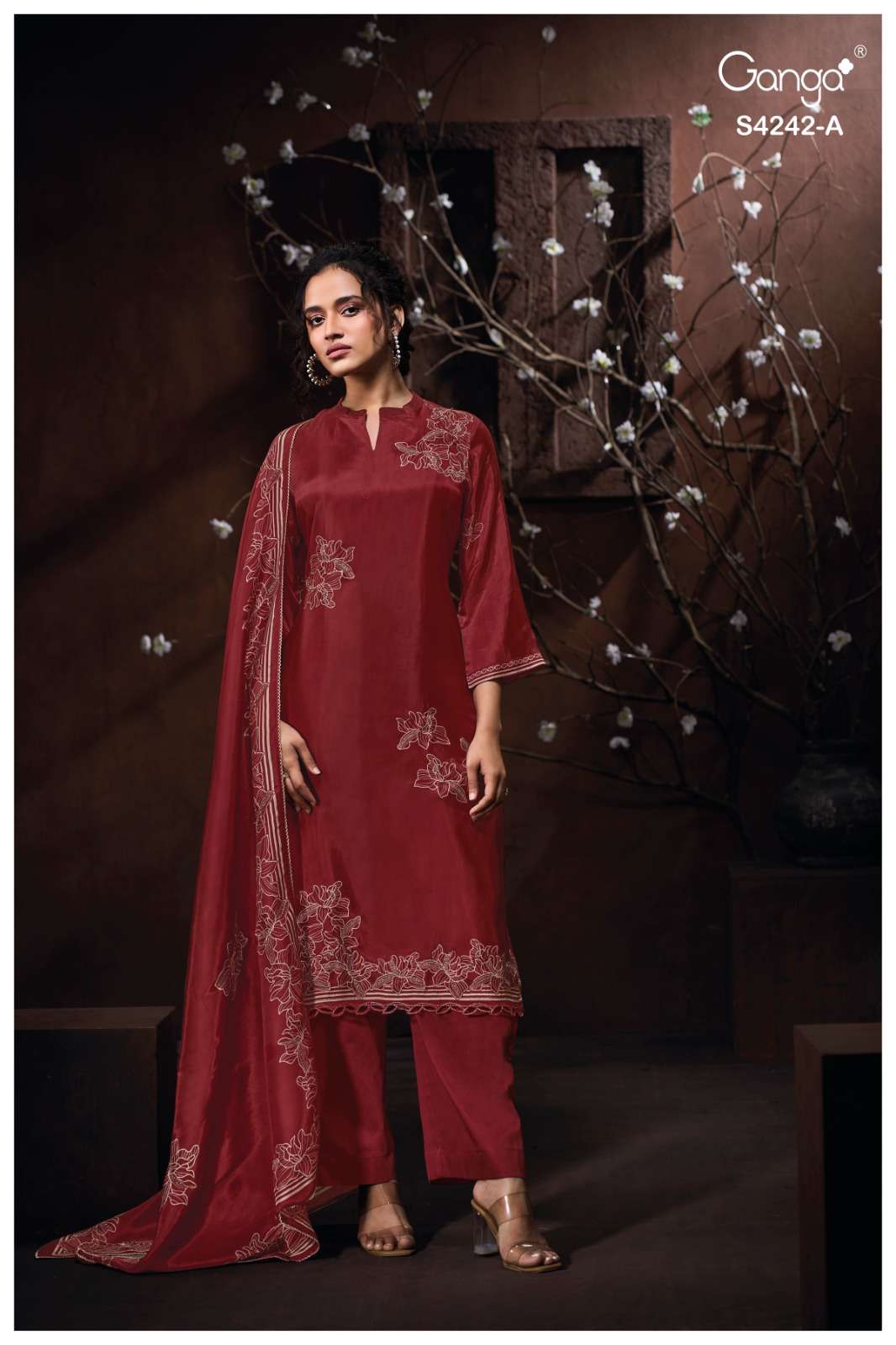 Ganga Fashion Kynaa 4242 Premium Habutai Silk Dress Material
