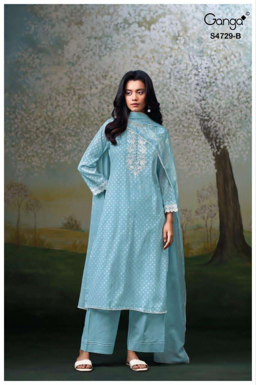 Ganga Fashion Kynza 4729 Premium Bemberg Designer Dress Material - Amrah Wholesale