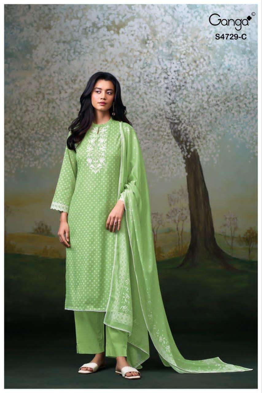 Ganga Fashion Kynza 4729 Premium Bemberg Designer Dress Material - Amrah Wholesale