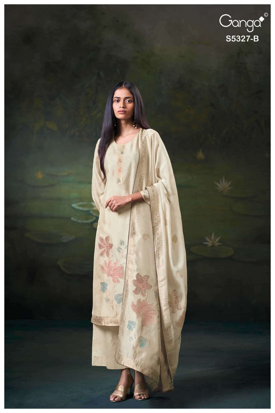 Ganga Fashion Kyoko 5327 Premium Silk Jacquard Handwork Suit - Amrah Wholesale