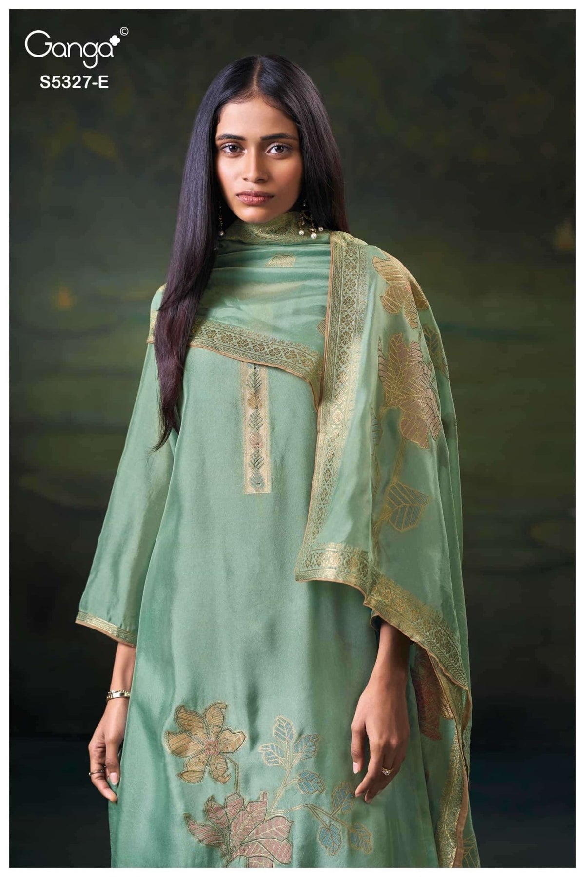 Ganga Fashion Kyoko 5327 Premium Silk Jacquard Handwork Suit - Amrah Wholesale