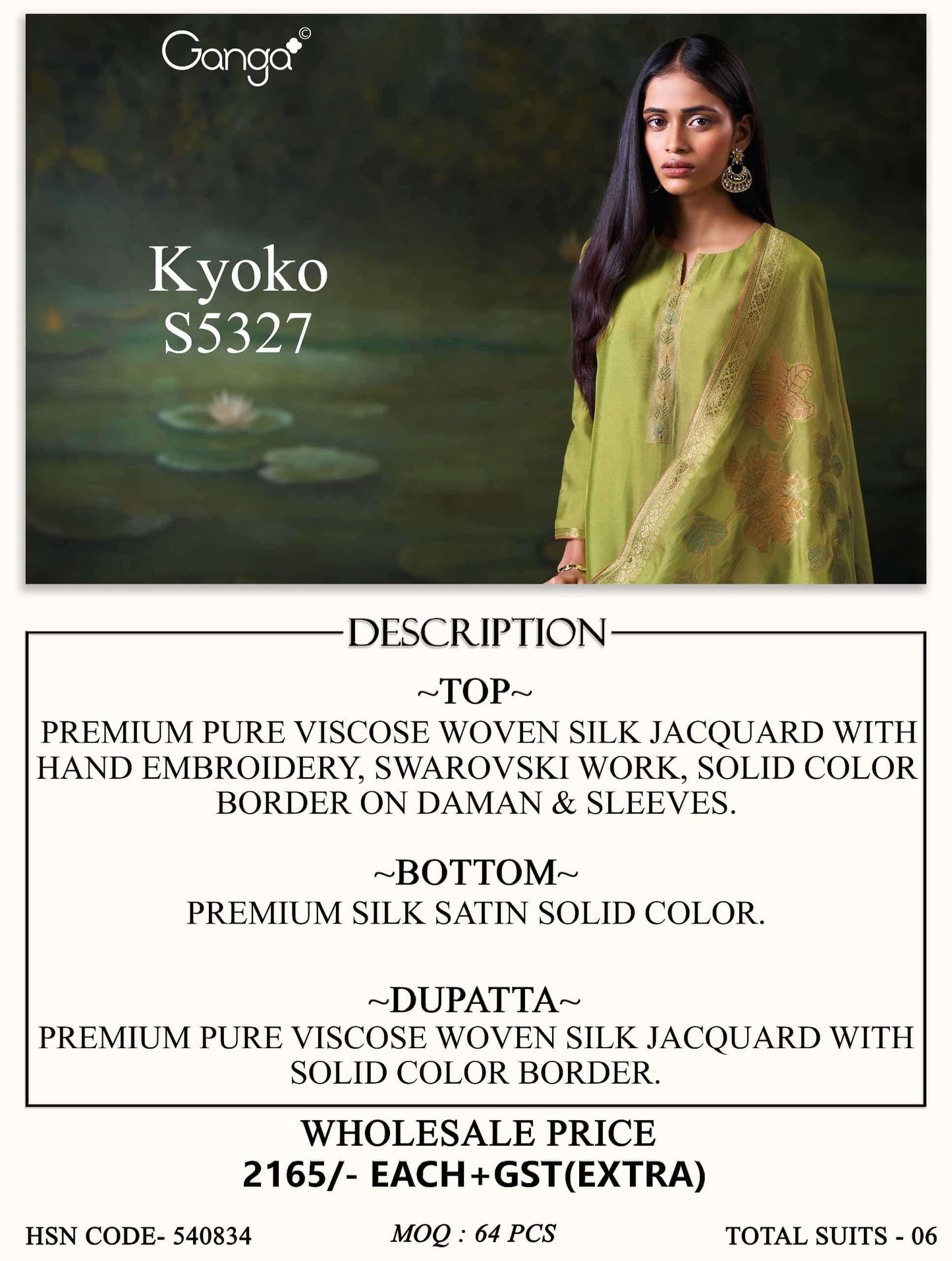Ganga Fashion Kyoko 5327 Premium Silk Jacquard Handwork Suit